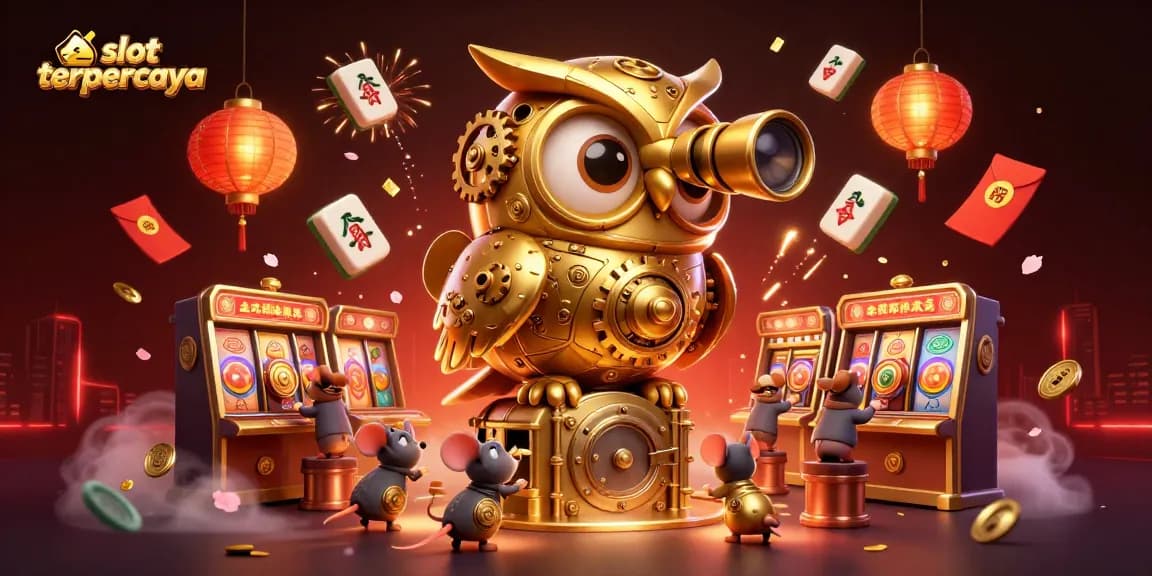 Playing slots at a lively casino, featuring slot terpercaya with vibrant elements and unique characters.