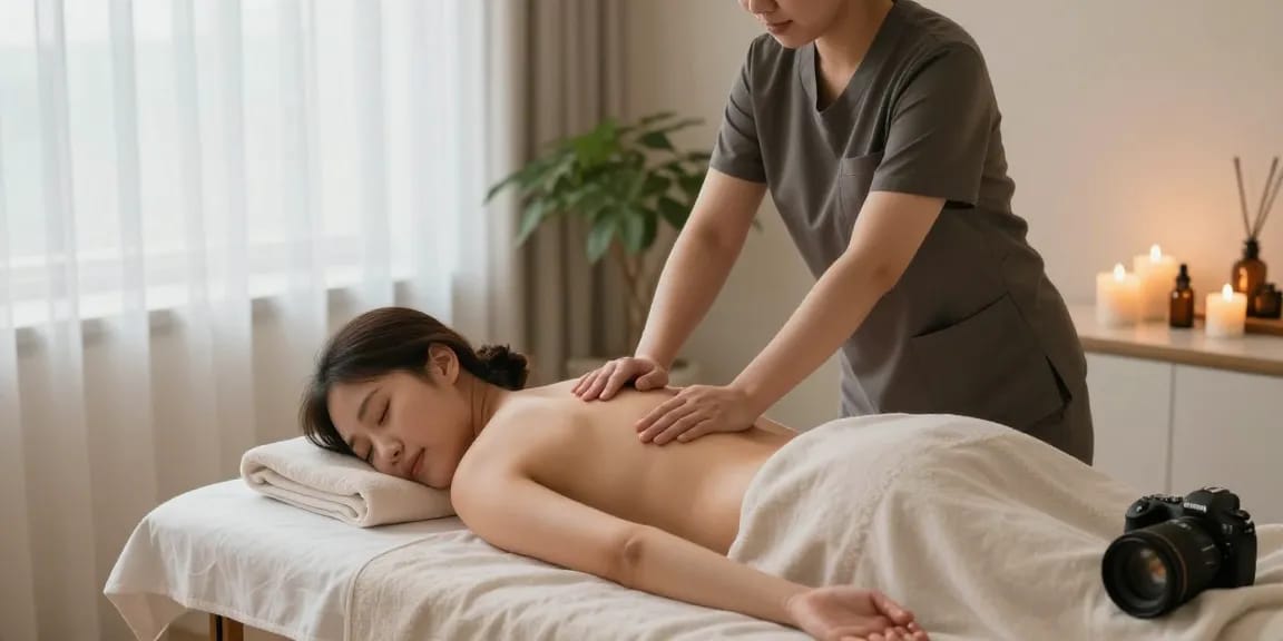 Calming home massage scene showcasing 안양출장마사지 with a serene atmosphere.