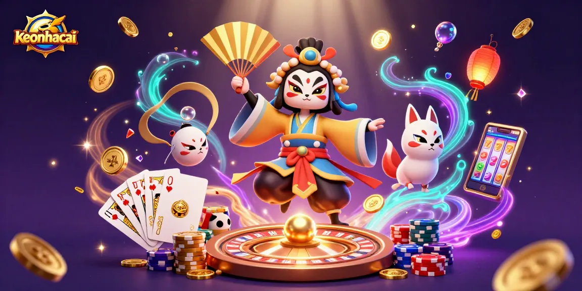 Engage with keonhacai in this vibrant casino scene overflowing with detailed game elements.