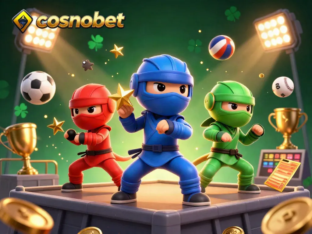 Experience the thrilling action of Cosmobet with chameleon ninjas battling for victory in a vibrant casino world.