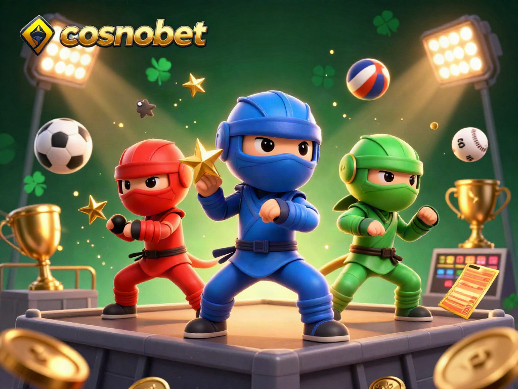 Experience the thrilling action of Cosmobet with chameleon ninjas battling for victory in a vibrant casino world.