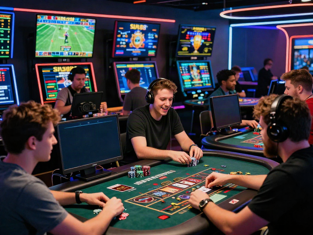 Players enjoying the SIN88 online gaming experience with vibrant screens and live action.