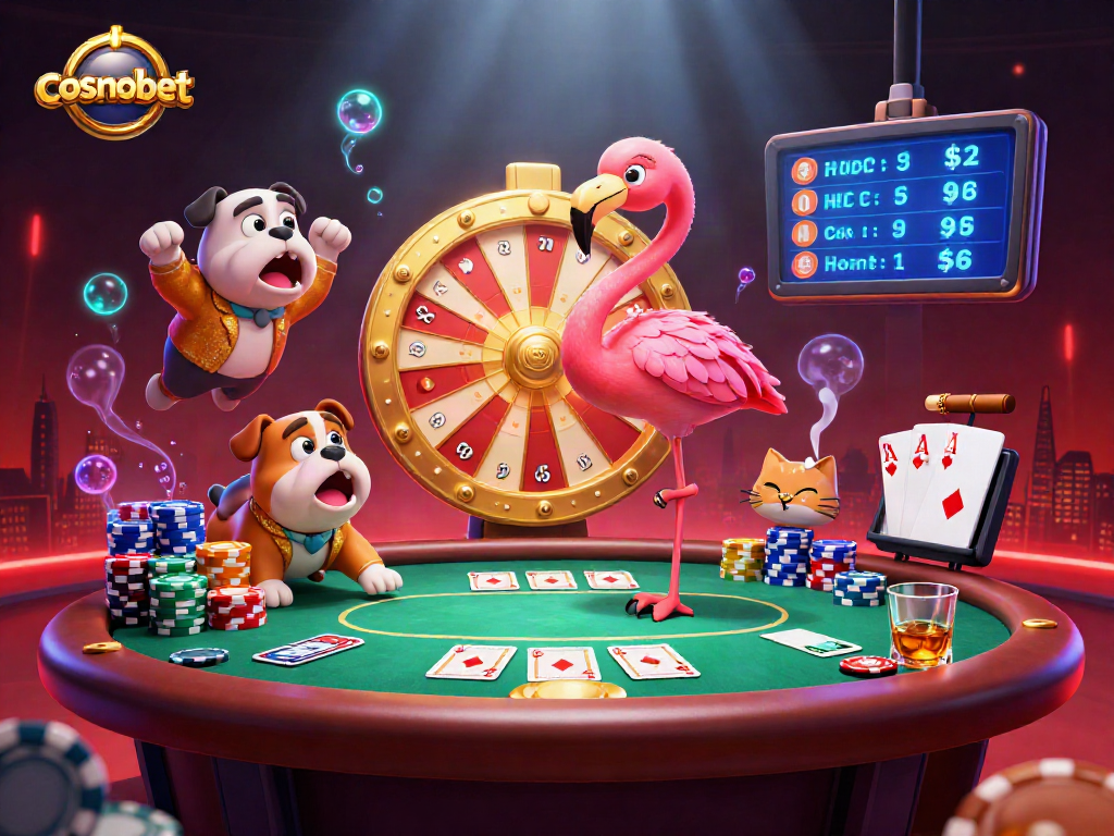 Spin the giant prize wheel at Cosmobet Casino with our excited contestants in vibrant casino action.
