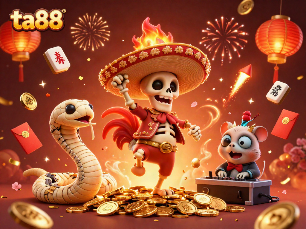 Experience the excitement of ta88 with a lively 3D casino celebration illustration.