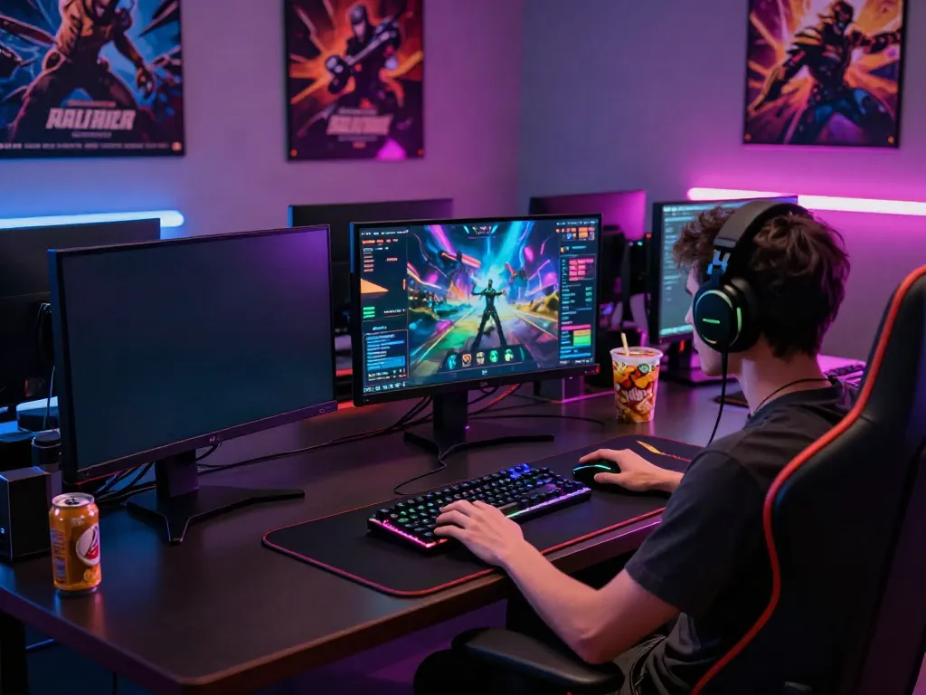 Engaging online gaming scene highlighting gameplay at http://11bet-app.net/ with vibrant interface and accessories.